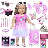 DOTVOSY 29 Pcs American 18 Inch Girl Doll Clothes and Accessories Travel Suitcase Set Designed for 18