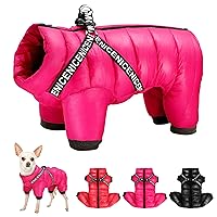 Didog Winter Small Dog Coats,Waterproof Jackets with Harness & D Rings,Warm Zip Up Cold Weather Coats for Puppy & Cats Walking Hiking,Hot Pink,Chest: 13