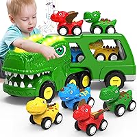 Toddler Car Toys for 1 2 3 4 5 Year Old Boy, 5-in-1 Dinosaur Vehicle Trucks Toys for Toddlers 1-3 with Sounds & Lights Toys for Boys 4-7 Toys for Age 2-4 Dinosaur Toys for Kids 3-5