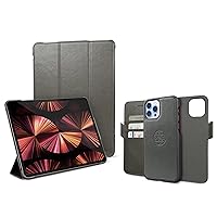 Dreem Bundle: Fibonacci Wallet-Case for iPhone 13 Pro Max with Da'Vinci Apple iPad Pro 12.9” Case - Grey