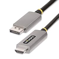 StarTech.com 6ft (2m) DisplayPort to HDMI Adapter Cable, 8K 60Hz, 4K 144Hz, HDR10, DP 1.4 to HDMI 2.1 Active Video Converter, DisplayPort Desktop to HDMI Monitor (133DISPLAYPORTHDMI21)