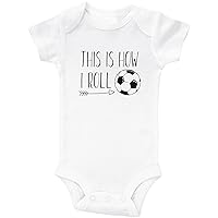 | Compatible with Onesies Brand Baby Bodysuit | Funny Soccer Baby Apparel This Is How I Roll | Futbol Unisex Romper