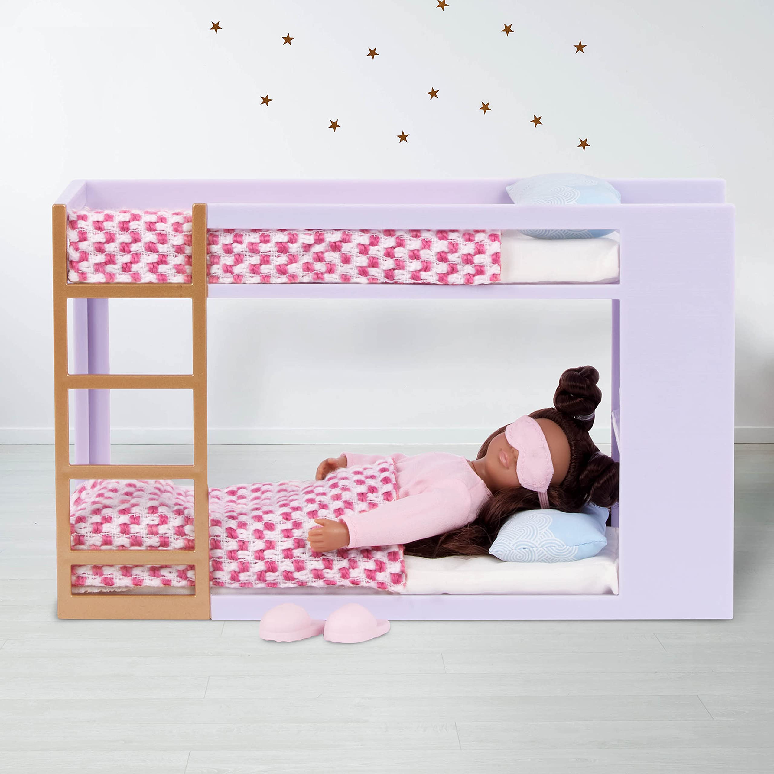 Lori Dolls – Tania’s Bunk Bed Set – Mini Doll & Toy Bunk Bed – 6-inch Doll & Bedroom Furniture – Dollhouse Accessories – Play Set for Kids – 3 Years +