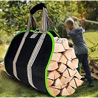 Kapler Large Firewood Carrier Bag, Black, Wooden