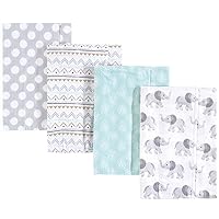 Hudson Baby Unisex Baby Cotton Flannel Burp Cloths, Gray Elephant, One Size
