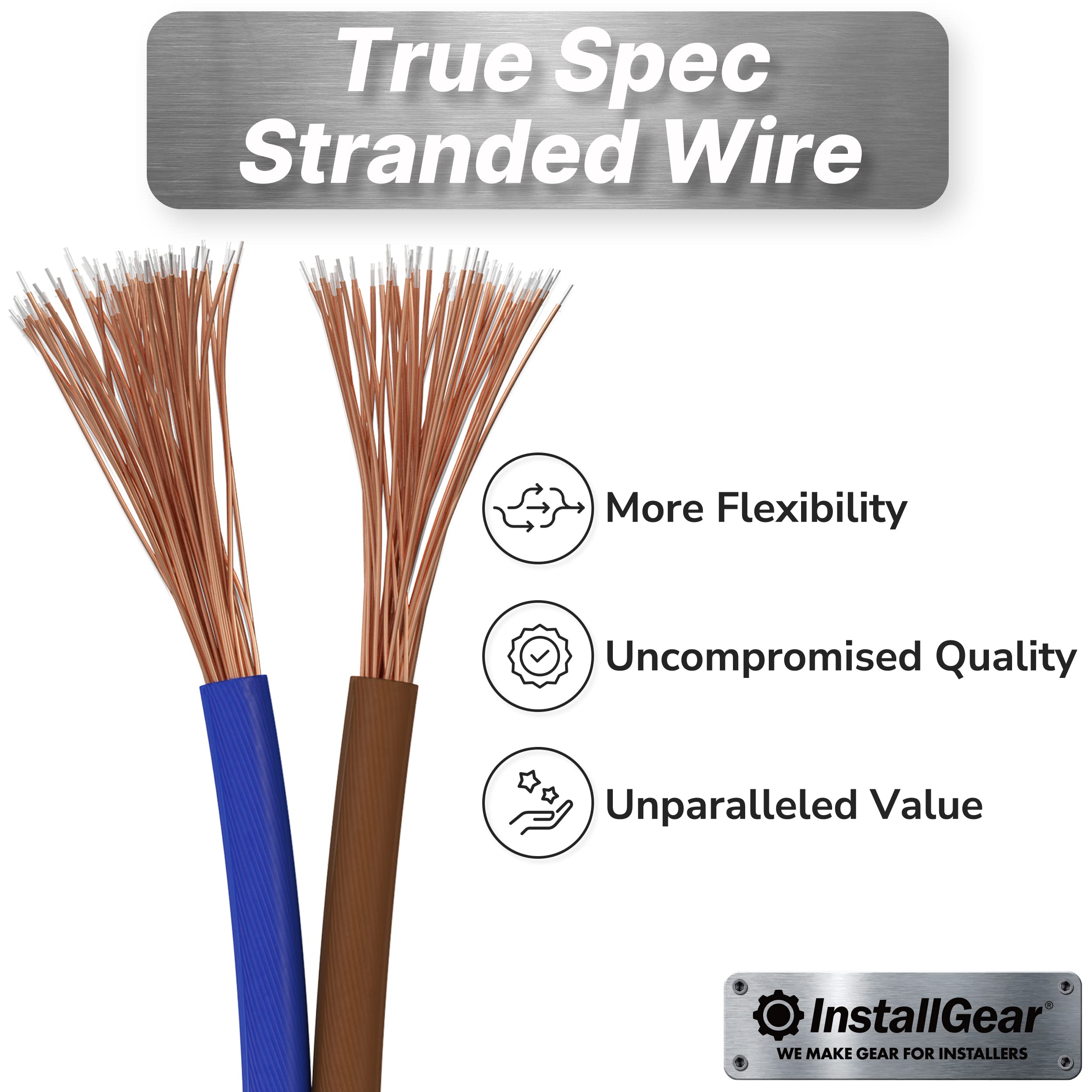InstallGear 14 Gauge Speaker Wire Cable (100 Feet), 14 AWG Speaker Wire Cable, True Spec Soft Touch Cables | Great Use for Car Speakers Stereos, Home Theater Speakers, Surround Sound, Radio Wires