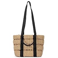 Herald Large Handmade Straw Tote Purses for Women, Summer Beach Natural Weaving Chic Woven Handbags Shoulder Bags