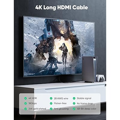 Capshi 4K Long HDMI Cable 35ft/10M | in-Wall CL3 Rated HDMI Cable 2.0 |  Support HDR10 8/10bit 18Gbps HDCP2.2 ARC | High Speed HD Shielded Cord 