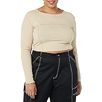 The Drop Women's Everleigh Long Sleeve Cropped Top With Exposed Seam Detail