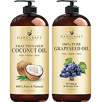 Fractionated Coconut Oil Grapeseed Oil – 100% Pure & Natural Oils- Carrier Oil for Essential Oils, Aromatherapy, Massage, Moisturizing for Skin & Hair –16 fl. oz
