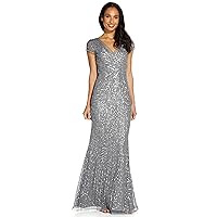 Adrianna Papell Women's Beaded Mermaid Gown, Sterling