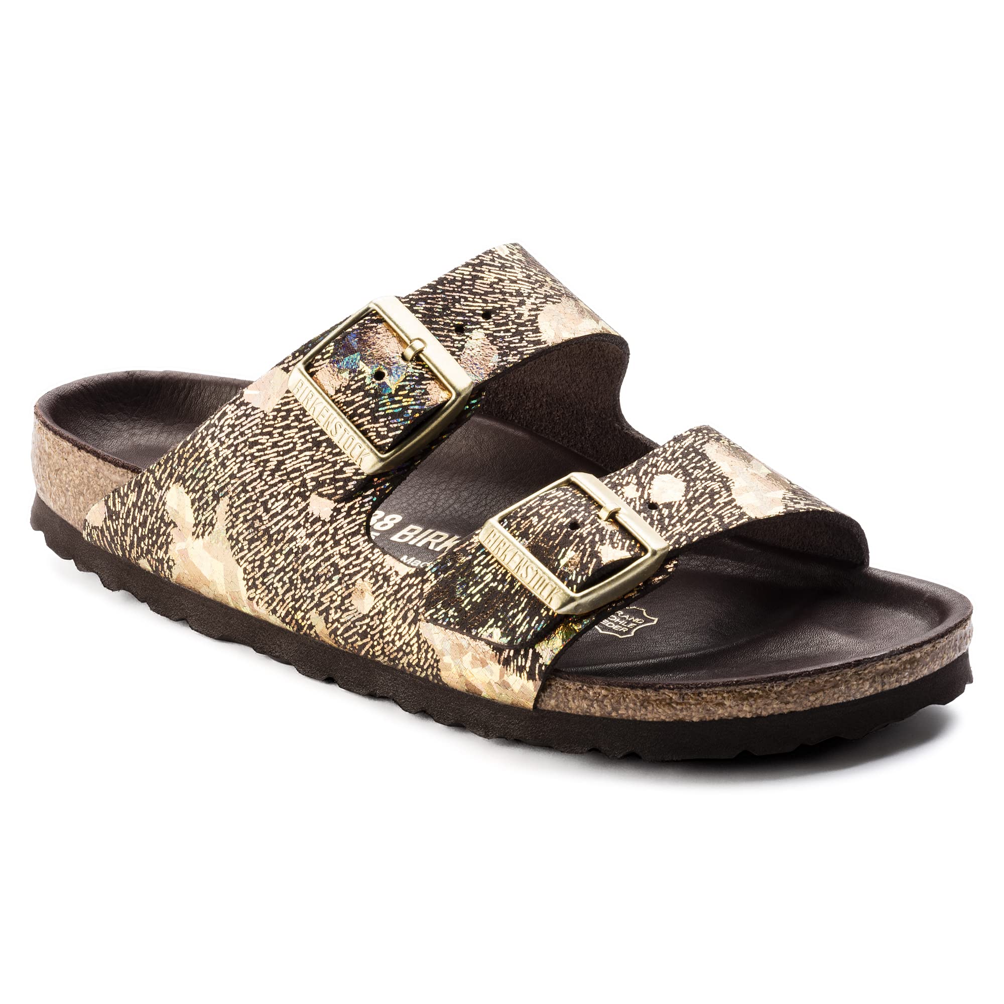 Birkenstock Women's Arizona Sandals, HEX NL Spotted Metallic Brown, 4-4.5