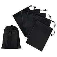 Drawstring Bag with Toggle - Nylon Cinch and Ditty Pouch - Six Pack (Black, 7 x 9 Inch)
