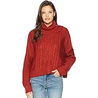 Jack by BB Dakota Women's Say Anything Raglan Sleeve Cableknit Sweater, Burnt Orange, Large