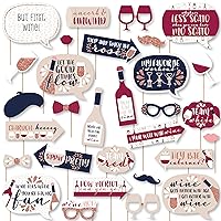 Big Dot of Happiness Funny But First, Wine - Wine Tasting Party Photo Booth Props Kit - 30 Count