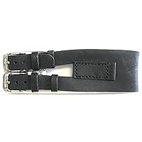Black 12mm Genuine Calf Wide Cuff Band Bracelet W Double Buckle