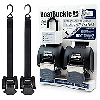 BoatBuckle G2 Stainless Steel Retractable Transom Tie-Down (2 x 43-Inch, Black)