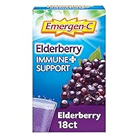 Immune+ Vitamin C 1000mg (18 Count, Elderberry) Dietary Supplement Fizzy Drink Mix Powder Packets