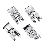 FQTANJU 4pcs Sewing Machine Presser Foot Set of 1/4 inch Quilting Patchwork Presser Foot, Stitch in Ditch Foot and Overlock Overcast Presser Foot for Most Low Shank Snap-On Singer Sewing Machines