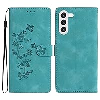 Case for Galaxy S24 Plus/S24+ Wallet Case Flip Cover with Card Holder, Faux Leather Compatible with Samsung Galaxy S24 Plus/S24+ for Women and Men with Kickstand Wristlet Strap (Sky Blue)