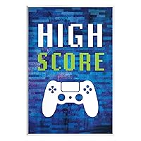 Stupell Industries High Score Pixel Style Gaming Controller Typography Wood Wall Art, Design By Victoria Barnes