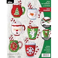 Bucilla, Cozy Christmas, Felt Applique 6 Piece Ornament Making Kit, Perfect for DIY Arts and Crafts, 89639E