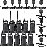 Retevis RT21 2 Way Radio(10 Pack),with IP54 Waterproof 2 Pin Speaker Mic(10 Pack),16CH VOX Handfree Adults Walkie Talkies for Business Retail Contractor Agriculture