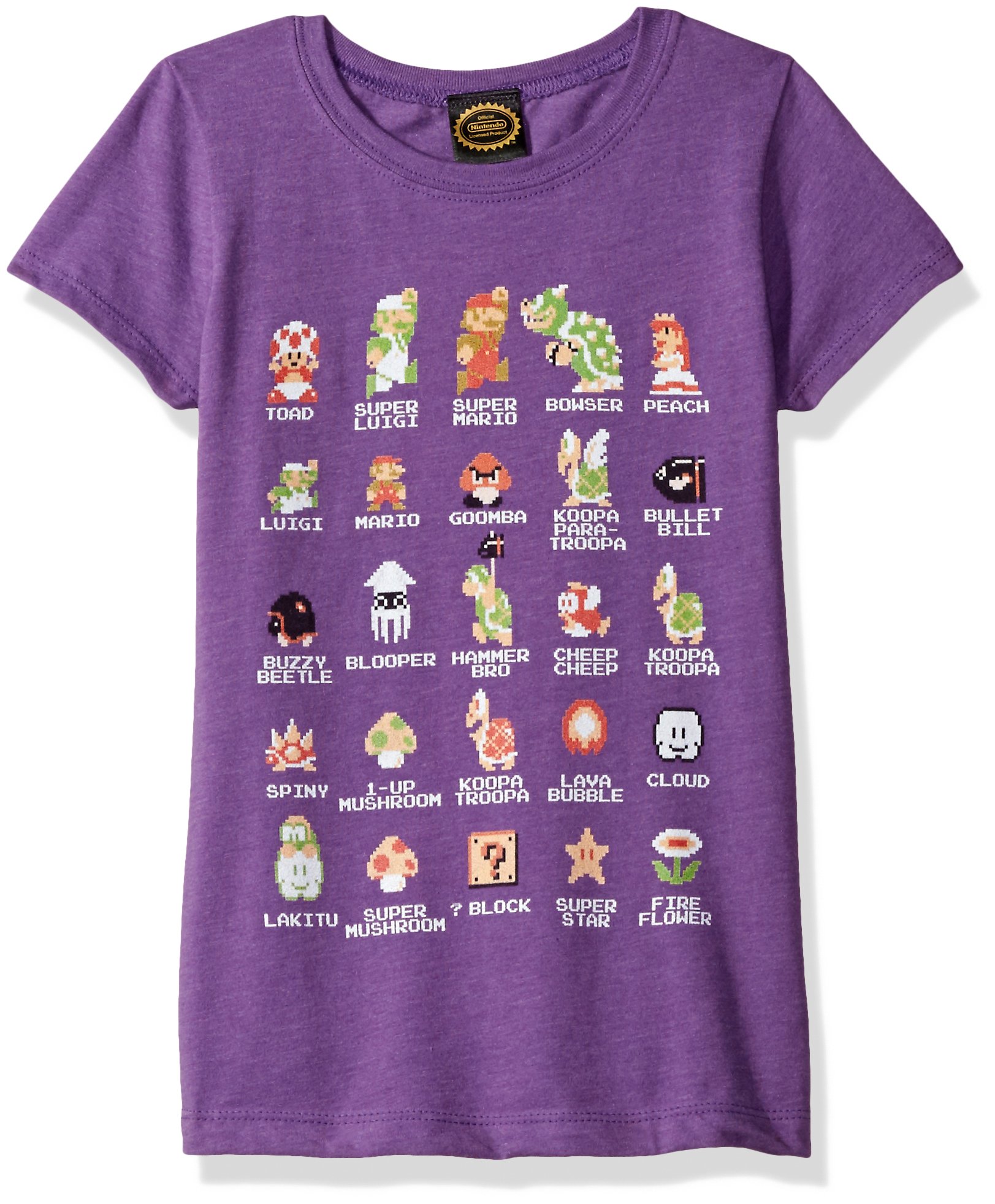 Nintendo Girls' Super Mario Pixel Cast Graphic Tee