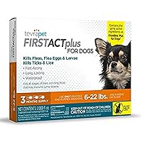 FirstAct Plus Flea Treatment for Dogs, Small Dogs 5-22 lbs, 3 Doses, Same Active Ingredients as Frontline Plus Flea and Tick Prevention for Dogs