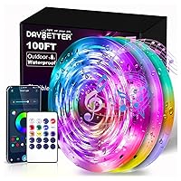 100FT Outdoor Led Strip Lights Waterproof, Smart Light Strips with App Voice Control Remote, 5050 RGB Music Sync Color Changing Led Lights for Bedroom, Room Decor (3 Rolls of 32.8ft)