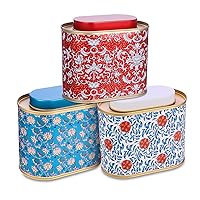 3-Pack Large Tea Tins for Loose Tea With Lid - Metal Sealed Jar Tea Canister Oval Shape 3.53~7oz Small Tin Cans Loose Tea Storage Kitchen Canisters Tea Bag Organizer, Coffee, Candy, Herbs Canister