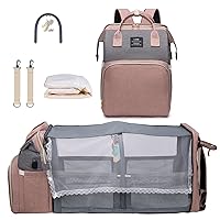 ANWTOTU Diaper Bag with Changing Station,Diaper Bag Backpack,Girl Boy Diaper Bag,Large Capacity,900d Excellent Oxford(Ungrade Pink Grey)