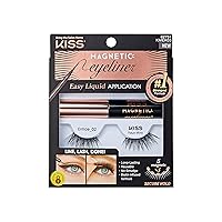 KISS Magnetic Eyeliner False Eyelashes, Entice', 12 mm, Includes 1 Pair Of Magnetic Lashes, Magnetic Lash Eyeliner, Contact Lens Friendly, Easy to Apply, Reusable Strip Lashes