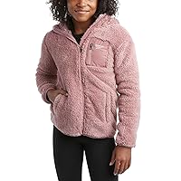 Reebok Girls’ Fleece Jacket – Full Zip Faux Fur Teddy Coat – Sherpa Fleece Hooded Sweatshirt Jacket for Girls (7-16)