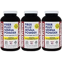 Yerba Prima Fiber Plus Senna Powder, 12 Ounce (Pack of 3) - for Short-Term Use to Restore Regularity, Improved Apple Spice Flavor, Stevia Sweetened, Provides Gentle Overnight Relief, Non-GMO