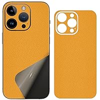 for iPhone 15 Pro Max Phone Sticker Skin Wrap Leather Strip 3M Ultra Thin Slim Ultralight Decal Glass Protector Film Protective for Back Camera Frame Yellow