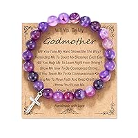 Godmother/Godfather Gifts, Natural Stone Cross Bracelet for Godparents/Godmother Godfather Proposal