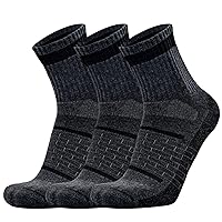 Busy Socks 3 Pack Men's Merino Wool Running Quarter Socks Womens Ankle Thick Cushioned Athletic Socks for Hiking Walking