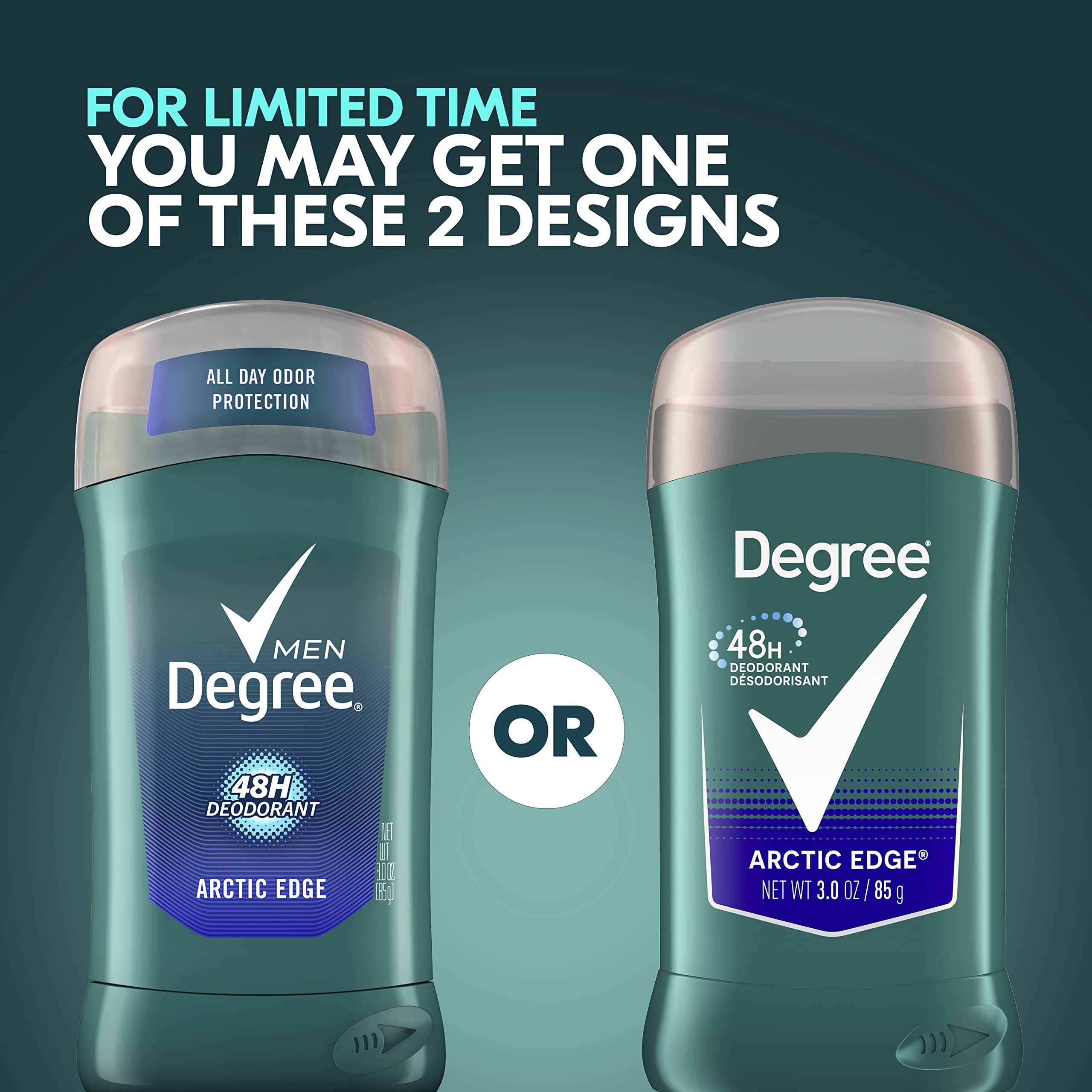 Degree Men Original Deodorant 48-Hour Odor Protection Arctic Edge Deodorant For Men 3 oz, Pack of 6