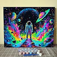 Galaxy Nebula Paint by Number for Beginner DIY Astronaut Decoration Acrylic Paint by Numbers for Kids,Art Kits for Adults,Paintings Picture Arts Craft for Home Wall Art Decor(DIY Frame) 16x20 inch
