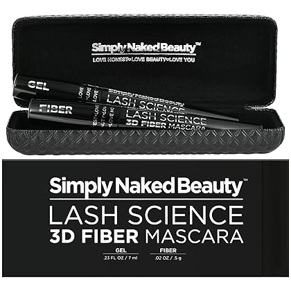 3D Lash Fiber Mascara (2 Tubes) - Lengthening Tubing Mascara for Bold Volume - Gel & Dry Fiber Formula - Non-Toxic & Hypoallergenic by Simply Naked Beauty
