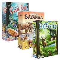 Genius Games Ecosystem, Ecosystem Coral Reef & Savanna Bundle - A Family Card Game About Animals, Their Habitats, and Biodiversity - Fun & Educational Ecology Game for Kids & Adults
