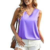 Satin Tank Tops for Women Casual V Neck Silk Basic Cami Camisoles