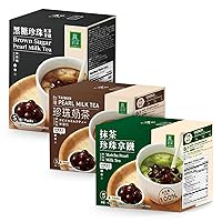 OKTEA Bundle - Classic Bubble Tea, Matcha Milk Tea & Brown Sugar Milk Tea Kits - Assam & Ceylon Teas, Japanese Tea, Assam Blend with Slow-Roasted Brown Sugar, New Zealand Milk - 15 Sachets
