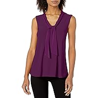 Star Vixen Women's Petite Sleeveless Tieneck Blouse