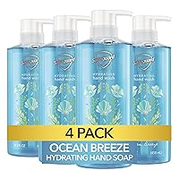 Safeguard Hydrating Liquid Hand Soap, Ocean Breeze Scent, Made with Plant Based Cleansers, 15.5 oz (Pack of 4)