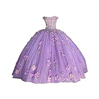 Elegant Sliver Lace Embellishment 3D Floral Flowers Ball Gown Boho Scoop Neck Quinceanera Dresses Y2K 2024