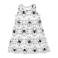 Halloween Black Spider Girl Dress Sleeveless Toddler Girl Outfits Fashion Girl Clothes Size 2t-8Y