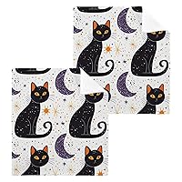 xigua Cute Cats Washcloths Set of 2-12 X 12 Inch, Fast Drying Wash Cloth for Bathroom-Hotel-Spa-Kitchen Multi-Purpose Fingertip Towels and Face Cloths