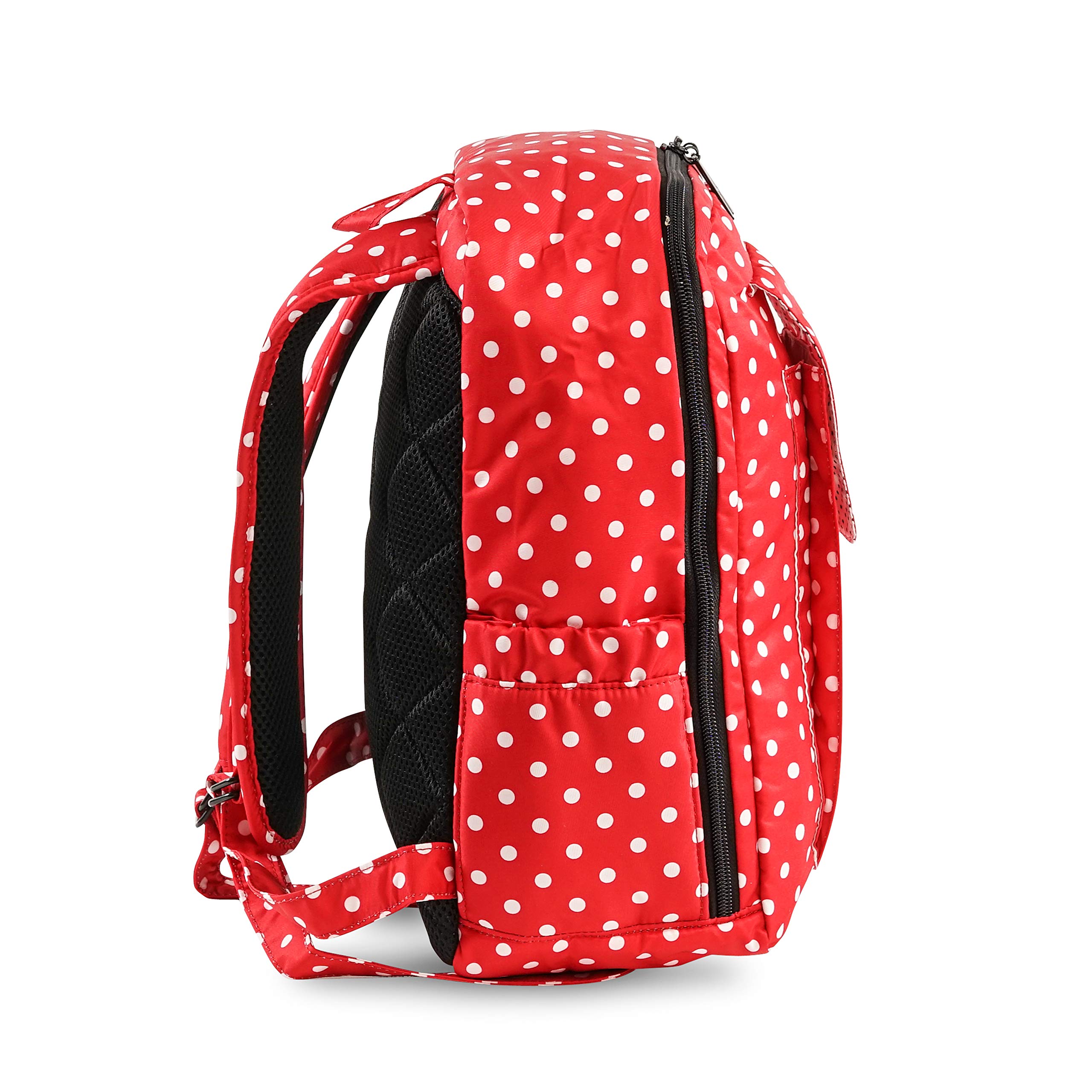 JuJuBe MiniBe Small Backpack, Onyx Collection - Black Ruby - Red/White Polka Dots